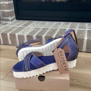 BED|STU Blue and White Sandals with Chunky Sole